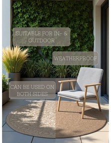 Bézs-elefántcsont színű kerek kültéri-beltéri szőnyeg ø 160 cm Duet Kona – NORTHRUGS