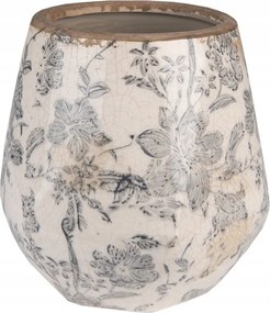 Kerámia fedő kaspóhoz szürke Grishilde virágokkal 11x11 cm