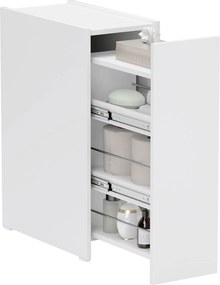 HOMCOM Niche Szekrény Fürdőszobai Szekrény Karcsú, WC Szekrény Kerekekkel, 3 Mély Rekesszel Ellátott Fiókkal, Oldalszekrény Kis Terekhez, Nappalihoz,