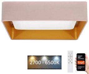 Brilagi-LED Dimmelhető VELVET SQUARE lámpatest LED/36W/230V Wi-Fi Tuya+távirányító rózsaszín