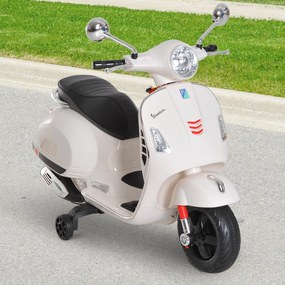HOMCOM Elektromos Motor Gyerekeknek 3-6 Éveseknek VESPA Licenccel - Akkumulátoros Motor Zene Funkcióval, 2-3 km/h Sebességgel és Haranggal, Teherbírás