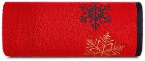Pamut karácsonyi törölköző hópelyhekkel piros Šírka: 50 cm | Dĺžka: 90 cm