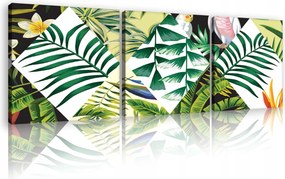 Vászonkép 75x25 Trópusok egzotikus pálmalevelek papagáj természet nyár dzsungel