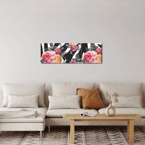 Virágzó rózsák képe (órával) (90x30 cm)