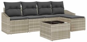 vidaXL Kanapé Szett párnával 6 pcs Világosszürke polirattan