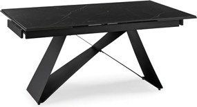 Kihúzható kerámia étkezőasztal 160–240 cm méretben, fekete márvány/fekete színben VICTOR