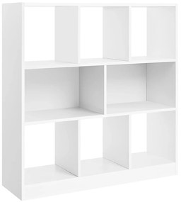 Könyvespolc, térelválasztó polc, 97,5 x 100 x 30 cm, fehér | VASAGLE