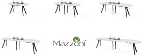 Mazzoni Ovális bővíthető étkezőasztal EXPANSO Matt Fehér / fekete lábak