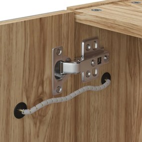 tölgyszínű tükrös fürdőszobaszekrény LED-del 45 x 13 x 52 cm