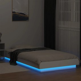 fehér szerelt fa ágykeret LED-del 90 x 200 cm