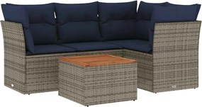 vidaXL 5 részes szürke polyrattan kerti ülőgarnitúra párnával