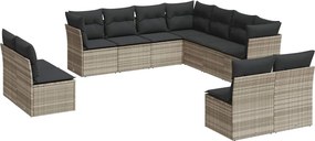 vidaXL 11 részes világosszürke polyrattan kerti ülőgarnitúra párnákkal
