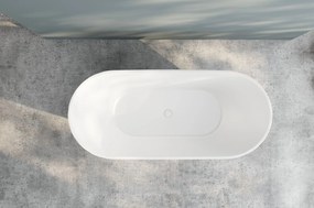 Erga Iris, szabadon álló kád 160x75 cm + leeresztő csavar, fehér fényes, ERG-IRIS-160075-WH-WH