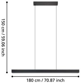 Eglo 390368 - MONTEBUONO LED 20W 230V 3000K fekete dimmelhető függeszték