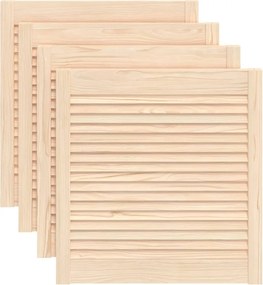 vidaXL 4 db tömör fenyőfa lamellás szekrényajtó 61,5 x 59,4 cm