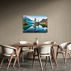 Kép - Lake Hintersee, Bajor - Alpok, Ausztria (üvegen) (70x50 cm)