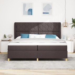Rugós Ágy Matrac nélkül Sötétbarna 200x200 cm Szövet