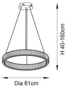 Endon 102255 - LAGUNA LED kábelre függesztett, fényerőszabályozható csillár LED/36W/230V, fényes króm