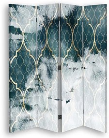Gario Paraván Marokkói lóhere türkizkék színben Méret: 145 x 170 cm, Kivitelezés: Klasszikus paraván