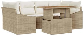 vidaXL Kert étkező szett párnával 7 pcs Beige és krém