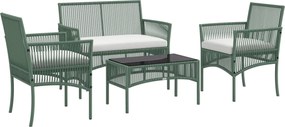 Outsunny 4 darabos Rattan Kertikészlet, Kültéri Készlet 2 Kültéri Karosszékkel, Kerti Sofával és Kerti Kávézóasztallal, Zöld és Fekete | Aosom