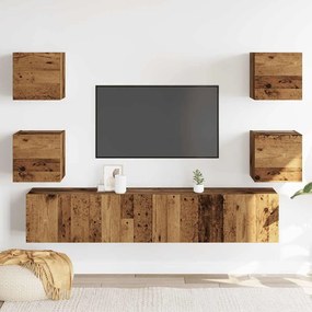 falra szerelhető TV szekrények 6 db régi fa fűrészelt fa