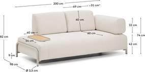 Bézs zsenília moduláris kanapé 200 cm Compo – Kave Home