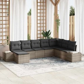 Kerti Kanapé Szett 8 pcs Szürke 319 x 209 x 85 cm Poli rattan