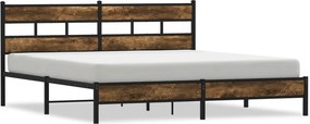 vidaXL füstös tölgy színű fém ágykeret matrac nélkül 200 x 200 cm