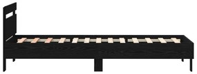 Ágykeret LED világítással Fekete Tölgy 75x190 cm Mérnöki Fa