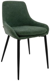 Liv design szék, zöld bouclé, fekete fém láb