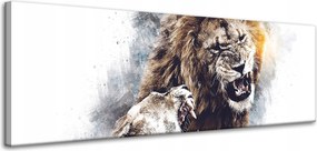 Vászonkép Oroszlán üvöltés Veszélyes pár Natura 120x40 cm Ideális ajándék