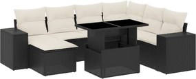 vidaXL 8 részes fekete polyrattan kerti ülőgarnitúra párnákkal
