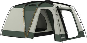 Outsunny Vízálló Kempingtábor Tágas Éjjeli és Nappali Területtel, Poliészter Családi Sátor, 460x300x200 cm, Zöld | Aosom