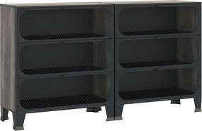 vidaXL 2 db szürke fém és MDF tárolószekrény 72 x 36 x 82 cm