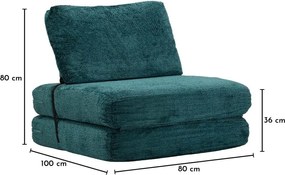 Kékeszöld kinyitható buklé fotel Faster – Mauro Ferretti