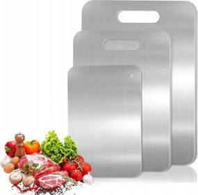 Vágódeszka szett 3 db-os Rozsdamentes acél 316 Kétoldalas