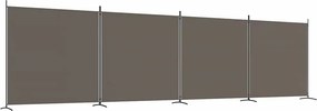 vidaXL 4 paneles antracitszürke szövet térelválasztó 698x180 cm