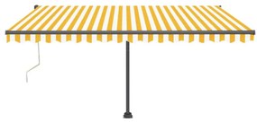 sárga-fehér szélérzékelős és LED-es napellenző 450x350 cm