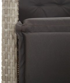2 db világosszürke polyrattan dönthető kerti szék lábtartóval