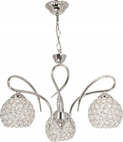 Hármas csillár W-a 1537/3 Ch, kristály gömbök finom hurkokon