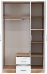Miami gardróbszekrény 120x205 cm fehér-sonoma tölgy