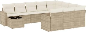 vidaXL 11 részes bézs polyrattan kerti ülőgarnitúra párnákkal