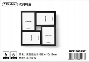 Képkeret Fekete Fa 4-10x15 cm