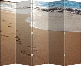 Paraván - nyomok a homokban és a tenger (210x170 cm)