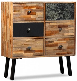 6 fiókos, tömör újrahasznosított tíkfa kisszekrény 70x30x76 cm
