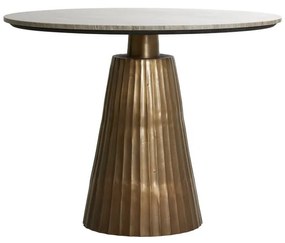 Bronzszínű-natúr színű kerek étkezőasztal márvány dekoros asztallappal ø 100 cm Rianne – Light &amp; Living