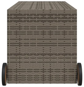 szürke polyrattan kerti tárolóláda kerekekkel 283 L