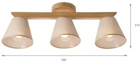 Brilagi - LED  Felületre szerelhető csillár  ANTHONY 3xE14/40W/230V tölgy/bézs