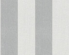 Fali tapéta széles szürke-bézs vinil csíkokkal